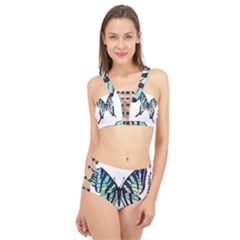 A Colorful Butterfly Cage Up Bikini Set