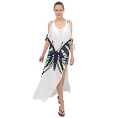 A Colorful Butterfly Maxi Chiffon Cover Up Dress