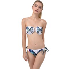 A Colorful Butterfly Twist Bandeau Bikini Set