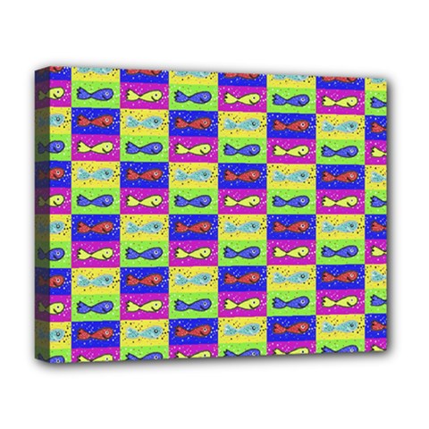 Cartoon Style Marine Life Motif Pattern Deluxe Canvas 20  X 16  (stretched) by dflcprints