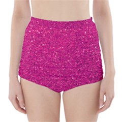 Hot Pink Glitter High-waisted Bikini Bottoms by snowwhitegirl