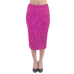 Hot Pink Glitter Velvet Midi Pencil Skirt by snowwhitegirl