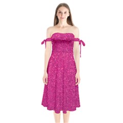 Hot Pink Glitter Shoulder Tie Bardot Midi Dress by snowwhitegirl