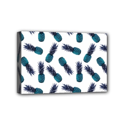 Pinapples Blue Mini Canvas 6  X 4  (stretched)