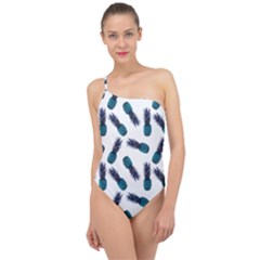 Pinapples Blue Classic One Shoulder Swimsuit