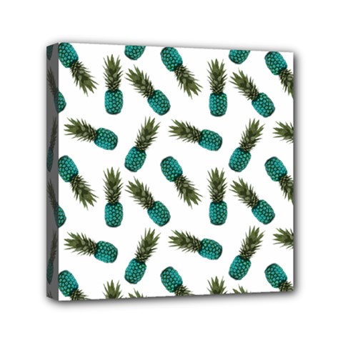 Pinapples Teal Mini Canvas 6  X 6  (stretched) by snowwhitegirl