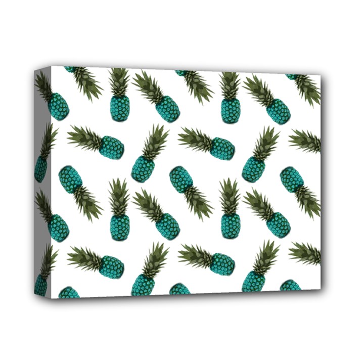 Pinapples Teal Deluxe Canvas 14  x 11  (Stretched)
