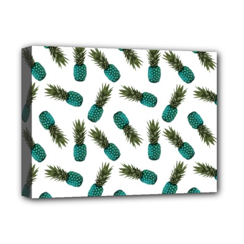 Pinapples Teal Deluxe Canvas 16  X 12  (stretched)  by snowwhitegirl