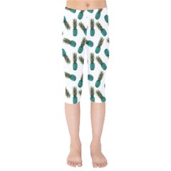 Pinapples Teal Kids  Capri Leggings 