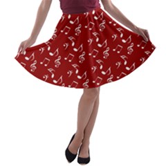 Red White Music A-line Skater Skirt