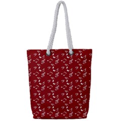 Red White Music Full Print Rope Handle Tote (small)