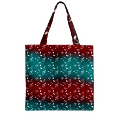 Red Teal Music Zipper Grocery Tote Bag