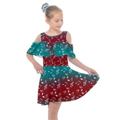 Red Teal Music Kids  Shoulder Cutout Chiffon Dress by snowwhitegirl