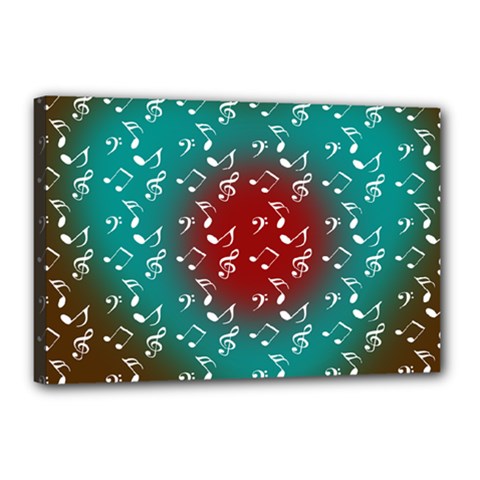 Teal Music Heart Music Canvas 18  X 12  (stretched) by snowwhitegirl