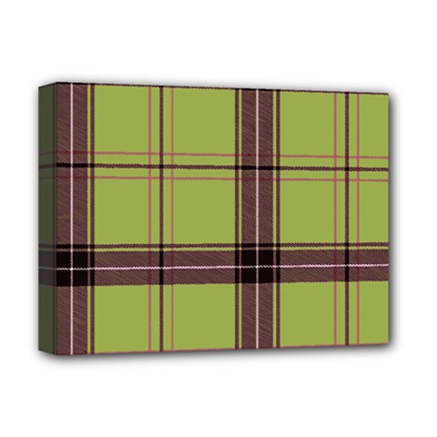 Avocado Green Plaid Deluxe Canvas 16  X 12  (stretched) 