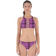 Violet Plaid Perfectly Cut Out Bikini Set