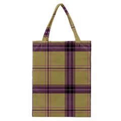 Beige Purple Plaid Classic Tote Bag by snowwhitegirl