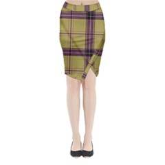 Beige Purple Plaid Midi Wrap Pencil Skirt by snowwhitegirl