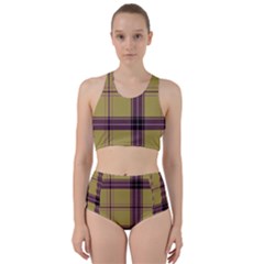 Beige Purple Plaid Racer Back Bikini Set by snowwhitegirl