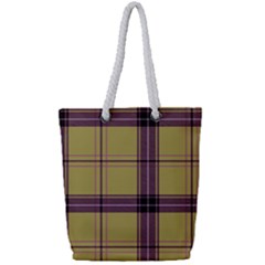 Beige Purple Plaid Full Print Rope Handle Tote (small) by snowwhitegirl