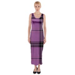 Lilac Plaid Fitted Maxi Dress