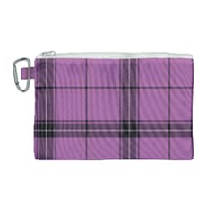 Lilac Plaid Canvas Cosmetic Bag (large)