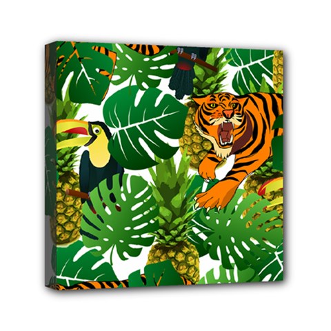 Tropical Pelican Tiger Jungle Mini Canvas 6  X 6  (stretched)