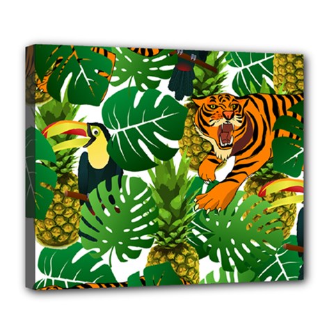 Tropical Pelican Tiger Jungle Deluxe Canvas 24  X 20  (stretched) by snowwhitegirl