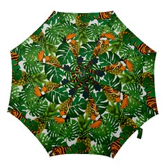 Tropical Pelican Tiger Jungle Hook Handle Umbrellas (small) by snowwhitegirl