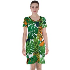 Tropical Pelican Tiger Jungle Short Sleeve Nightdress