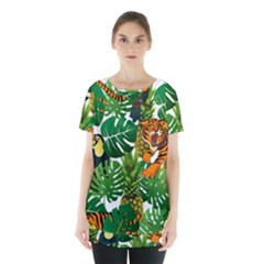 Tropical Pelican Tiger Jungle Skirt Hem Sports Top