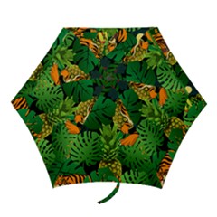 Tropical Pelican Tiger Jungle Black Mini Folding Umbrellas