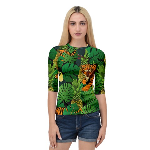 Tropical Pelican Tiger Jungle Black Quarter Sleeve Raglan Tee by snowwhitegirl