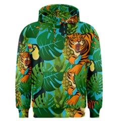 Tropical Pelican Tiger Jungle Blue Men s Pullover Hoodie by snowwhitegirl