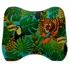 Tropical Pelican Tiger Jungle Blue Velour Head Support Cushion