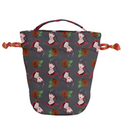 Vintage Flapper Woman Drawstring Bucket Bag