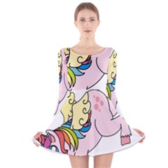 Unicorn Arociris Raimbow Magic Long Sleeve Velvet Skater Dress