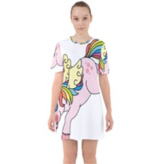 Unicorn Arociris Raimbow Magic Sixties Short Sleeve Mini Dress