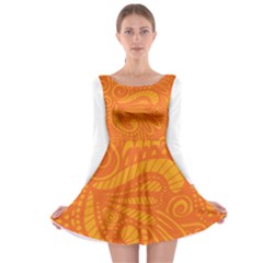 Pop Orange Long Sleeve Skater Dress by ArtByAmyMinori