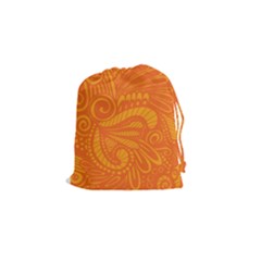 Pop Orange Drawstring Pouch (small) by ArtByAmyMinori