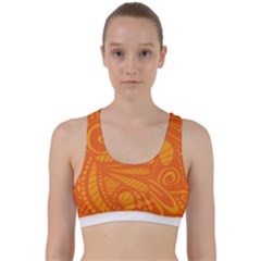 Pop Orange Back Weave Sports Bra by ArtByAmyMinori