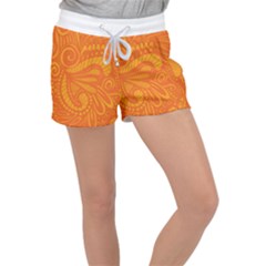 Pop Orange Women s Velour Lounge Shorts by ArtByAmyMinori