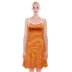 Pop Orange Spaghetti Strap Velvet Dress by ArtByAmyMinori