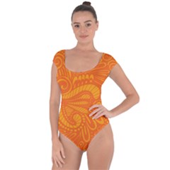 Pop Orange Short Sleeve Leotard  by ArtByAmyMinori