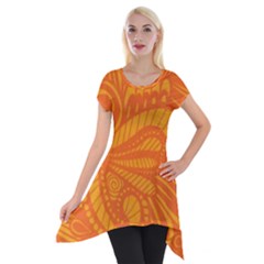 Pop Orange Short Sleeve Side Drop Tunic by ArtByAmyMinori