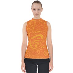 Pop Orange Mock Neck Shell Top by ArtByAmyMinori