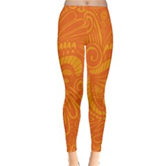 Pop Orange Inside Out Leggings by ArtByAmyMinori