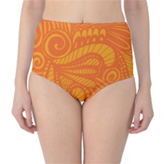 Pop Orange Classic High-waist Bikini Bottoms by ArtByAmyMinori