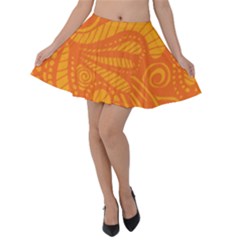 Pop Orange Velvet Skater Skirt by ArtByAmyMinori