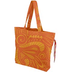 Pop Orange Drawstring Tote Bag by ArtByAmyMinori